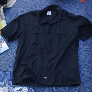 Dickies Black Casual Button Down Shirt for Everyday Comfort